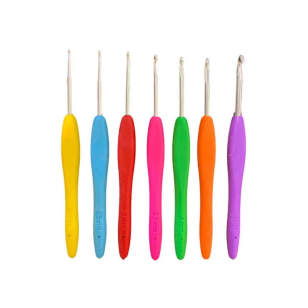 Çantalı Ekonomik Silikon Saplı Tığ Seti 7 Farklı Numara 2mm-2.5mm-3mm-3.5mm-4mm-4.5mm-5mm