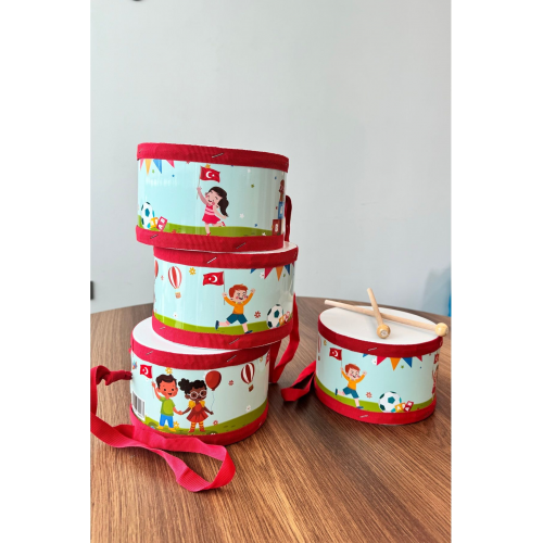 Türk Bayraklı Deri Askılı Çocuk Davulu 23nisan(anaokulu,kreş,etkinlik,müsamere)Batari,Müzik aleti
