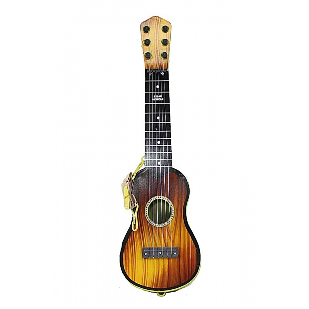 6 Telli Oyuncak Çocuk Gitarı Ispanyol Gitar Tam Hediyelik Ürün Kahverengi 50cm