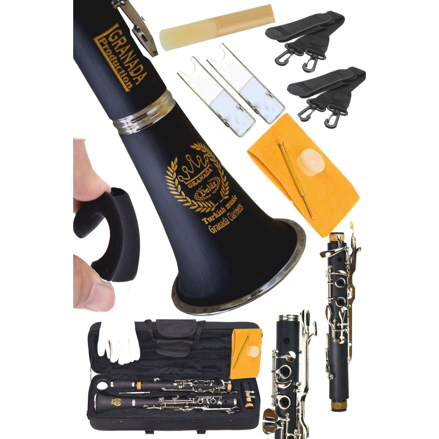 4 Yüzük Sol Klarnet Ve Parmak Dayama Yedek Kamış 2 Adet Kamış Şarjörü