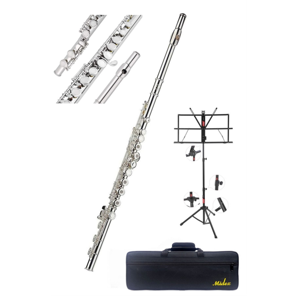 Yfl-16g Gümüş Yan Flüt 16 Delikli Gümüş Kaplama (NOTA SEHPASI HEDİYE)