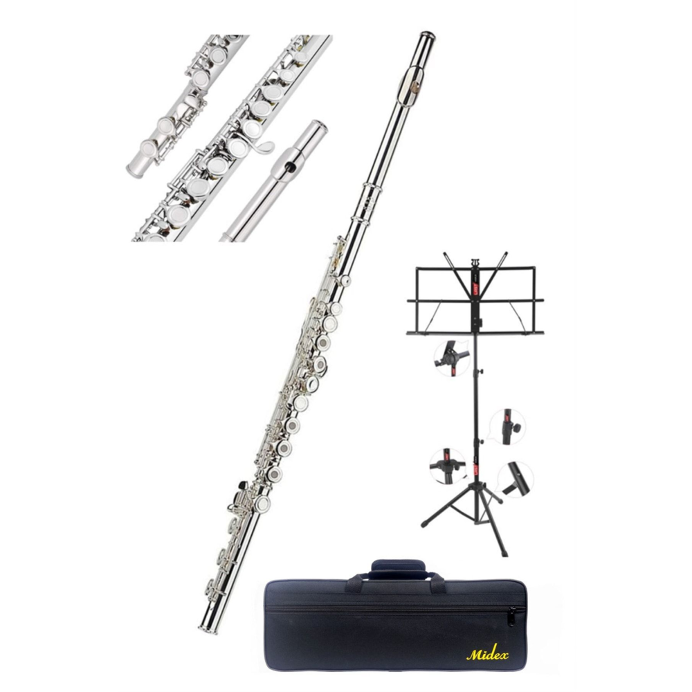 Yfl-16g Gümüş Yan Flüt 16 Delikli Gümüş Kaplama (NOTA SEHPASI HEDİYE)