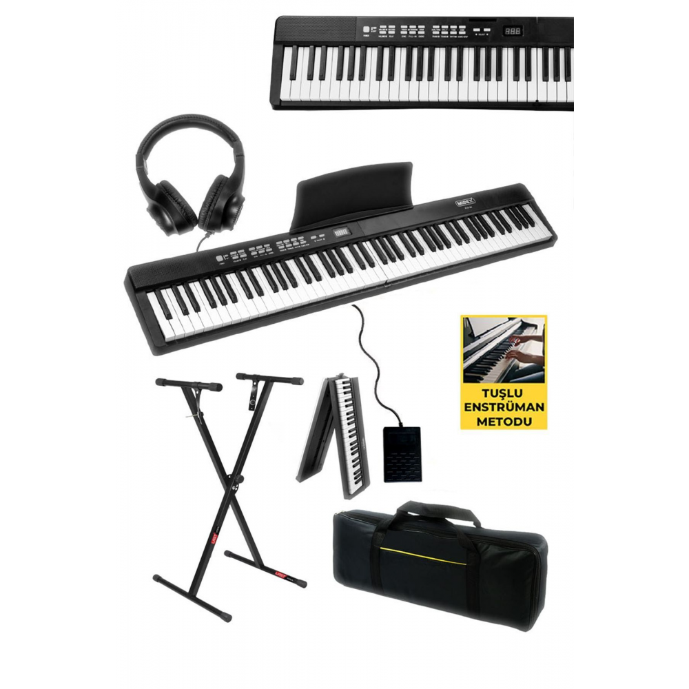Plx-80bkst Taşınabilir Katlanır Dijital Piyano Tuş Hassasiyetli 88 Tuş Bt Stand Sustain