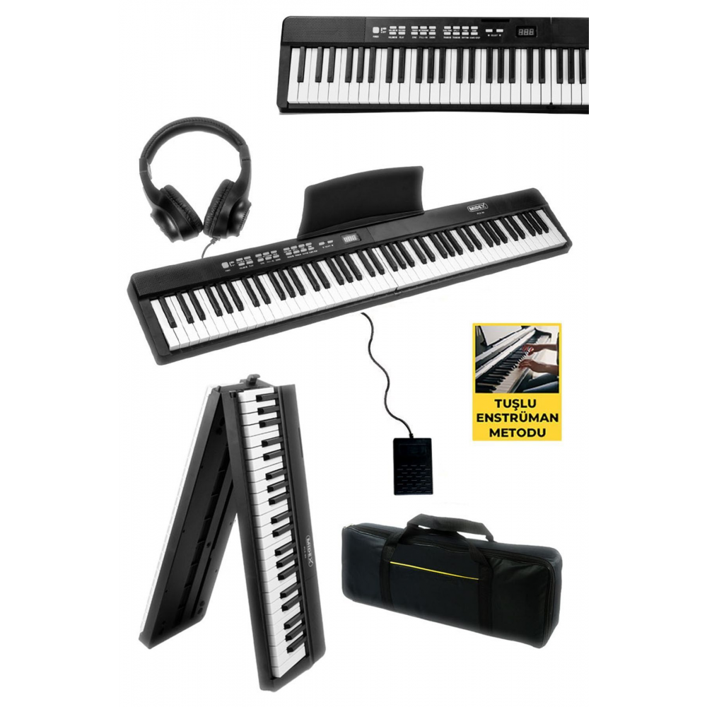 Plx-80bkst Taşınabilir Katlanır Dijital Piyano Tuş Hassasiyetli 88 Tuş Bt Stand Sustain