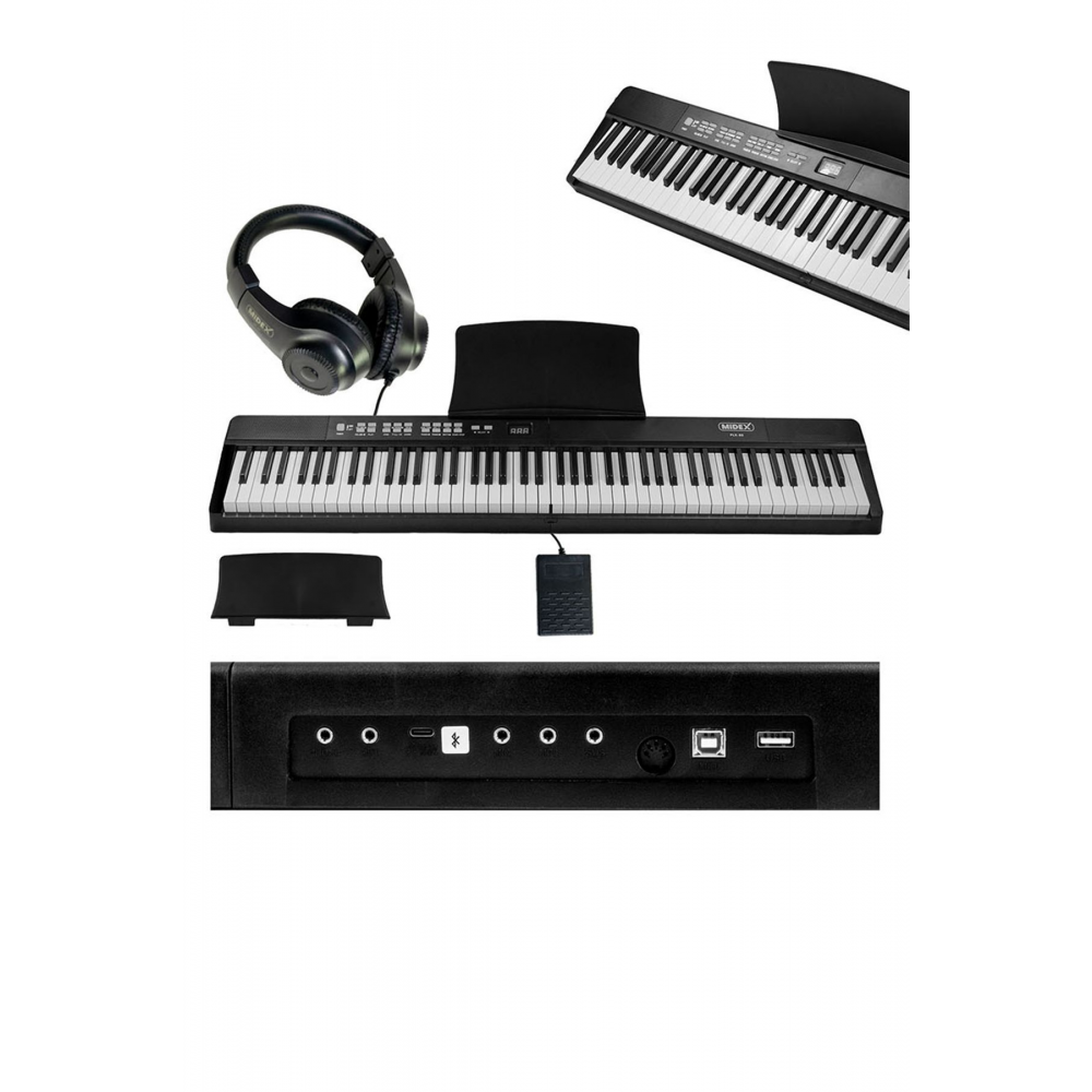 Plx-80bkst Taşınabilir Katlanır Dijital Piyano Tuş Hassasiyetli 88 Tuş Bt Stand Sustain
