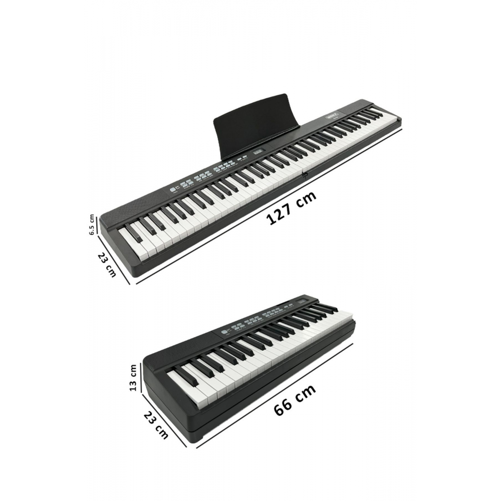 Plx-80bkst Taşınabilir Katlanır Dijital Piyano Tuş Hassasiyetli 88 Tuş Bt Stand Sustain