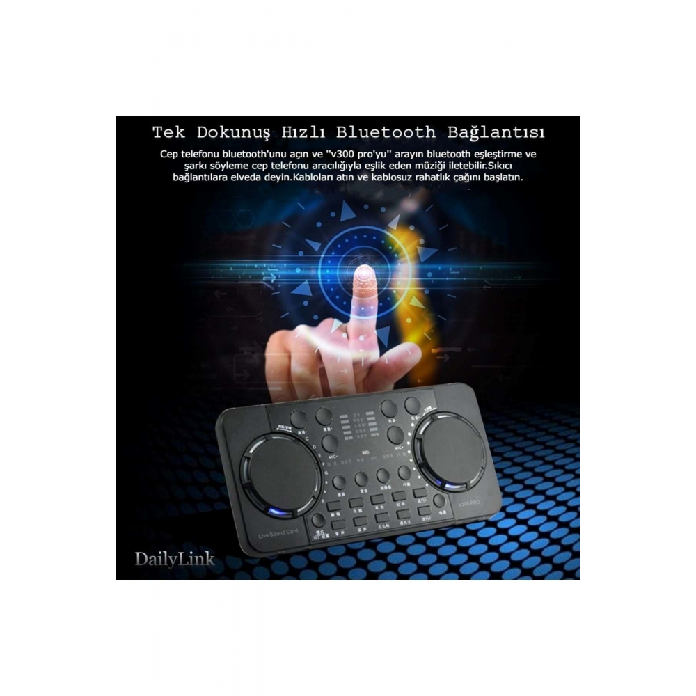 V300 Pro Canlı Yayın Dj Ses Kartı Gürültü Azaltıcı Bluetooth Uyumlu PC Telefon Mikser