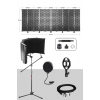 Pf-43x Set Mikrofon Ses Yalıtım Paneli (69X26CM) Stand Filtre Shock Mount Xlr Kablo Sünger