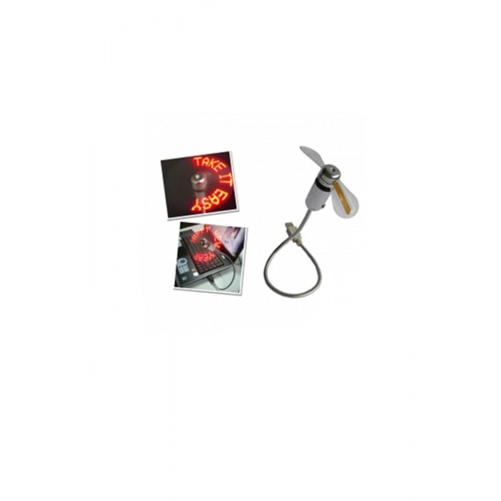 Mini Fan Usb Ile Bağlanabilen Yazı Yazan Fan Işık Sistemi