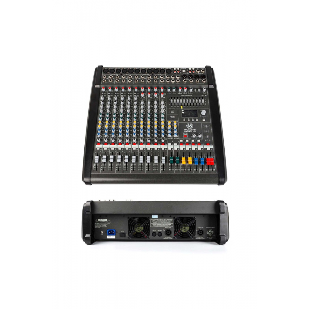 Powermax-1000 Yüksek Güçlü Power Mixer Amfili Mikser 2x1000W 2x99DSP Efekt