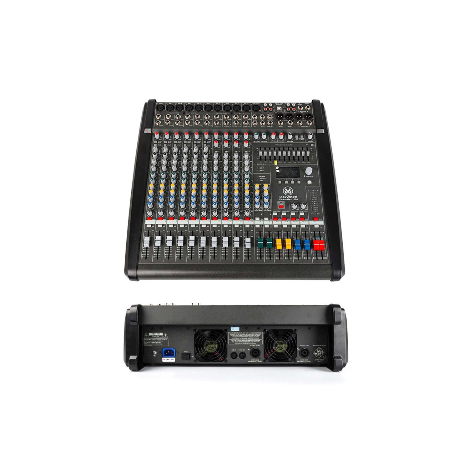Powermax-1000 Yüksek Güçlü Power Mixer Amfili Mikser 2x1000W 2x99DSP Efekt