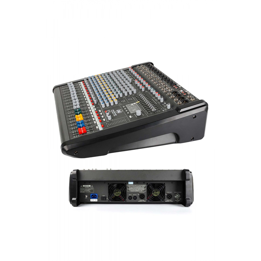 Powermax-1000 Yüksek Güçlü Power Mixer Amfili Mikser 2x1000W 2x99DSP Efekt