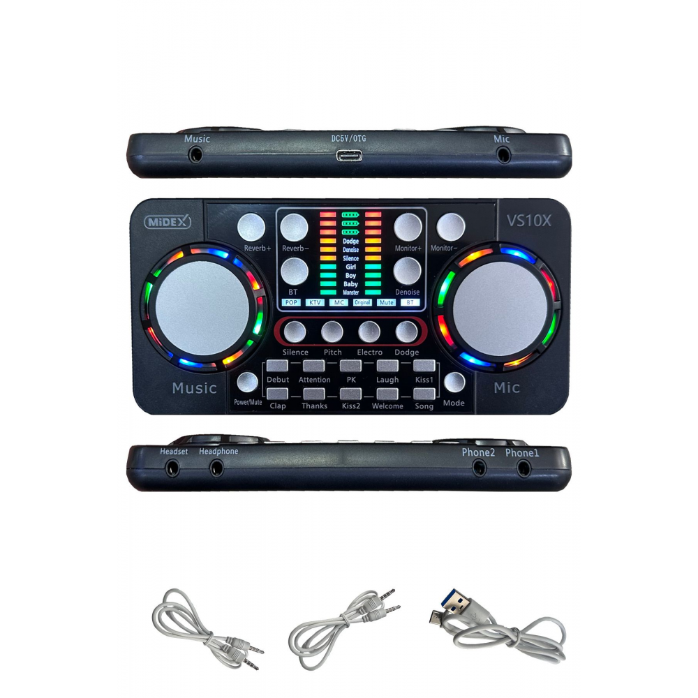 Vs10x Üst Seviye Stüdyo Kayıt Canlı Yayın Bluetooth Ve Şarjlı Ses Kartı Efektli Radyo Mikseri