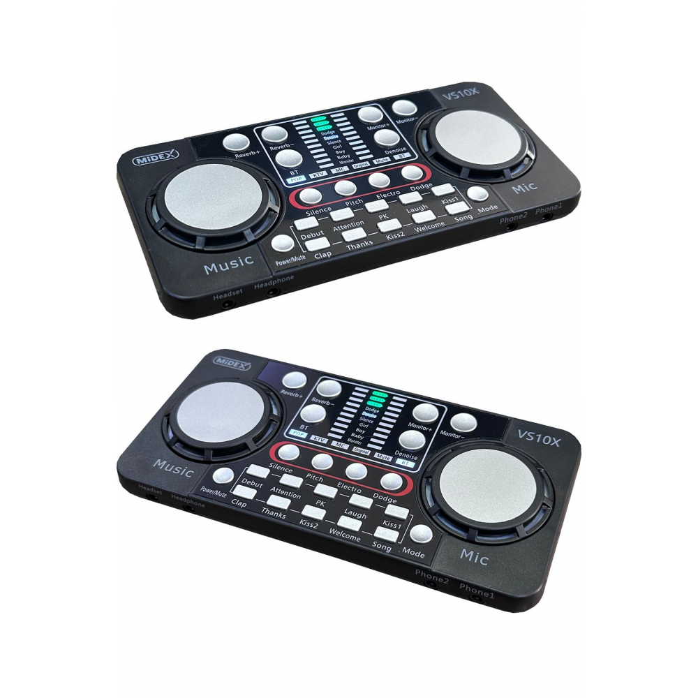 Vs10x Üst Seviye Stüdyo Kayıt Canlı Yayın Bluetooth Ve Şarjlı Ses Kartı Efektli Radyo Mikseri