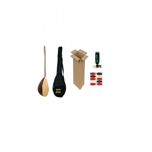 Kısa Sap Saz Bağlama Seti Öğretici Kitap Hediye (kılıf, Akort Cihazı,