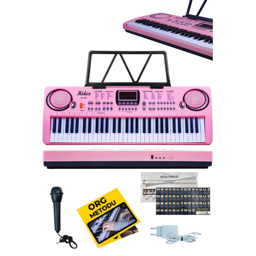 Ps-1500pk başlangıç Için 61 Tuşlu Org Pembe Renk Notalık adaptör Mikrofon Metod