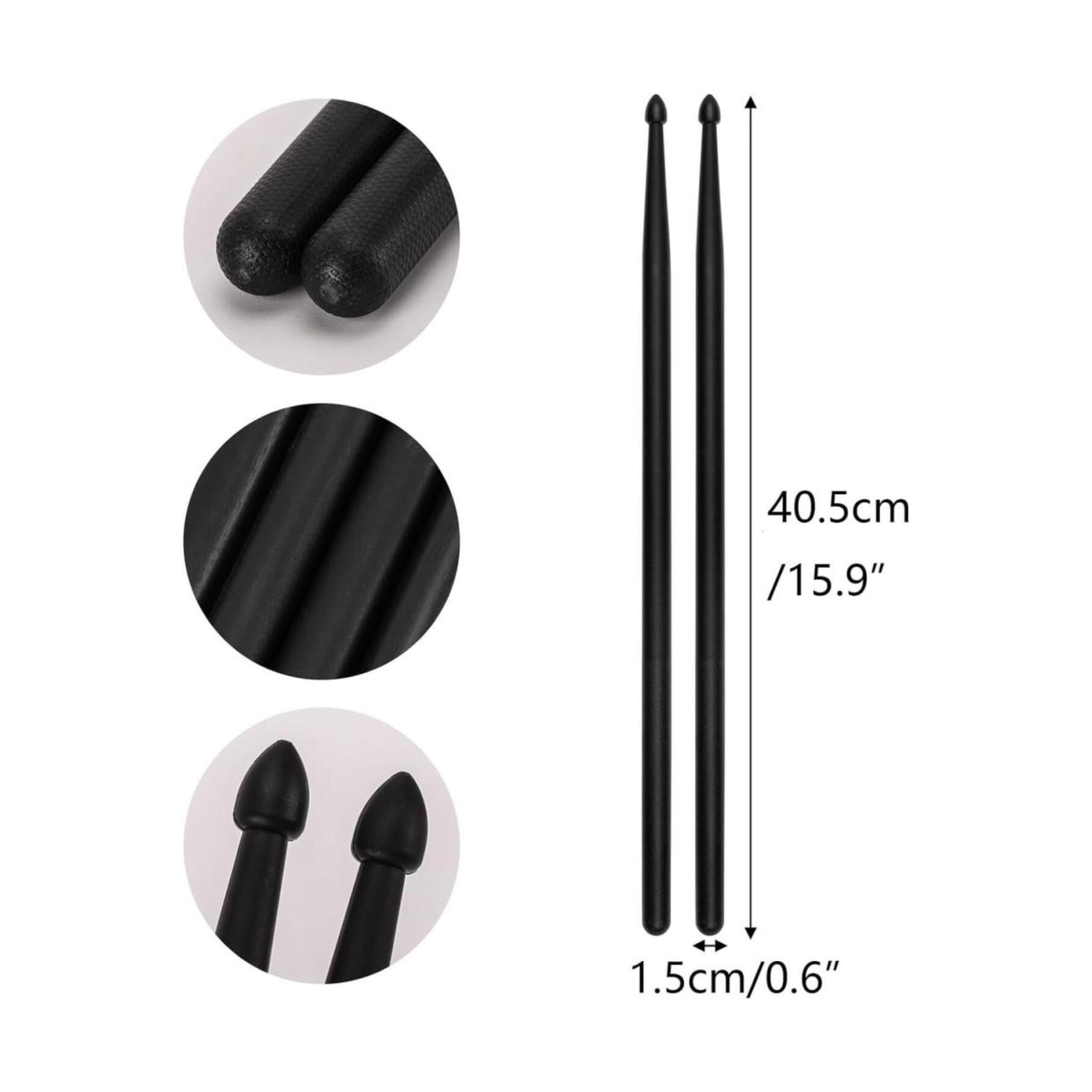 Baget Siyah Polyamide Kırılmaz 5 A - Davul - Bateri Bageti Drumsticks 5a Pürüzsüz Yüzey