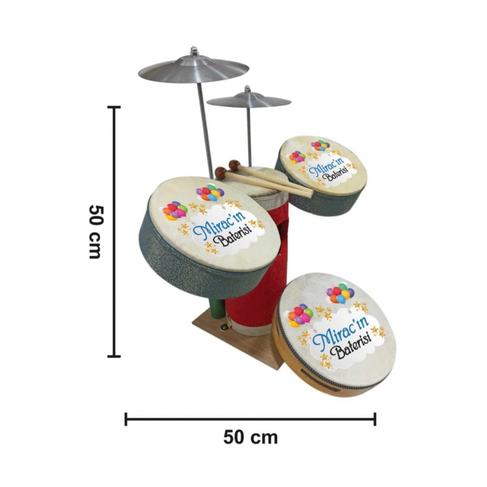 Baskılı Çocuk Deri Bateri Set