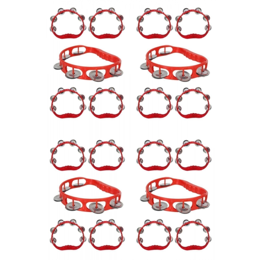 Plastik Zilli Kına Tefi Kırmızı Renk 16 Adet