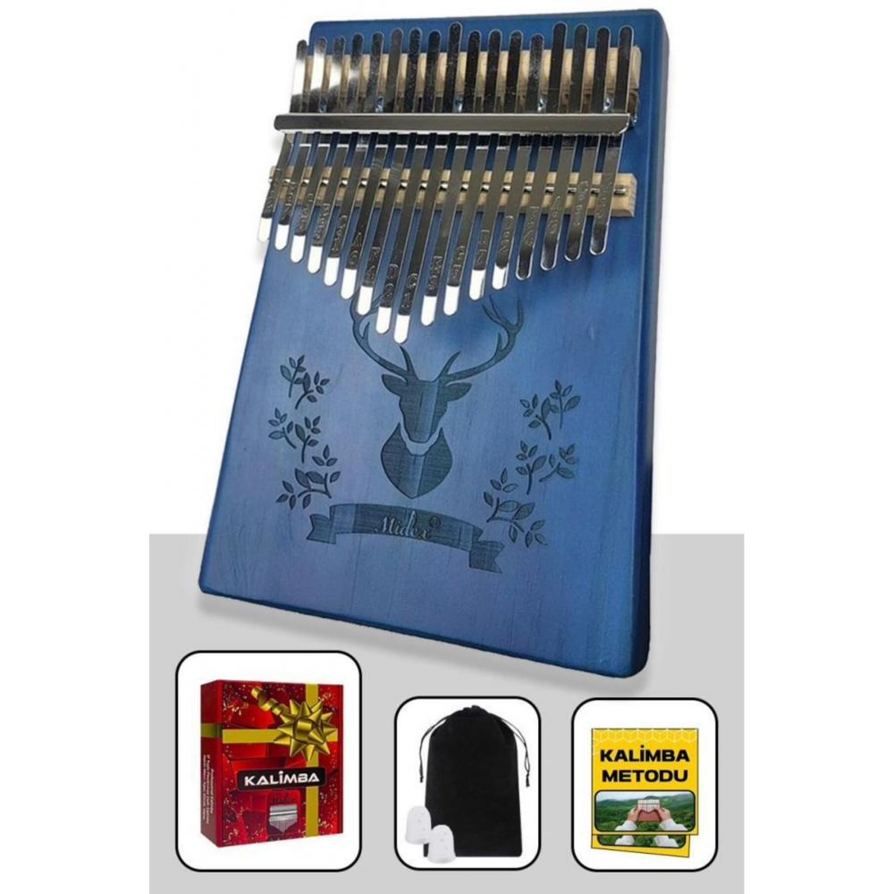 Klx-454g Hakiki Ağaç Geyik Desenli Kalimba 17 Tuşlu