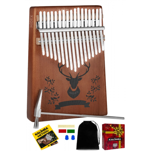 Klx-456 Hakiki Maun Ağacı Kalimba 17 Çelik Tuşlu (TÜRKÇE METOD ÇANTA ÇEKİÇ)