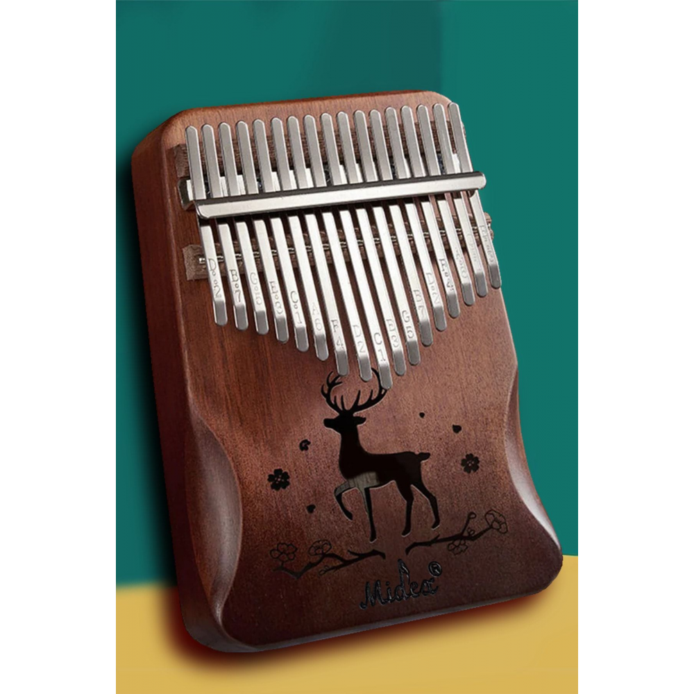 Klx-520 Hakiki Ağaç Kalimba Ahşap Geyik Desenli 17 Paslanmaz Tuşlu (FULL SET)