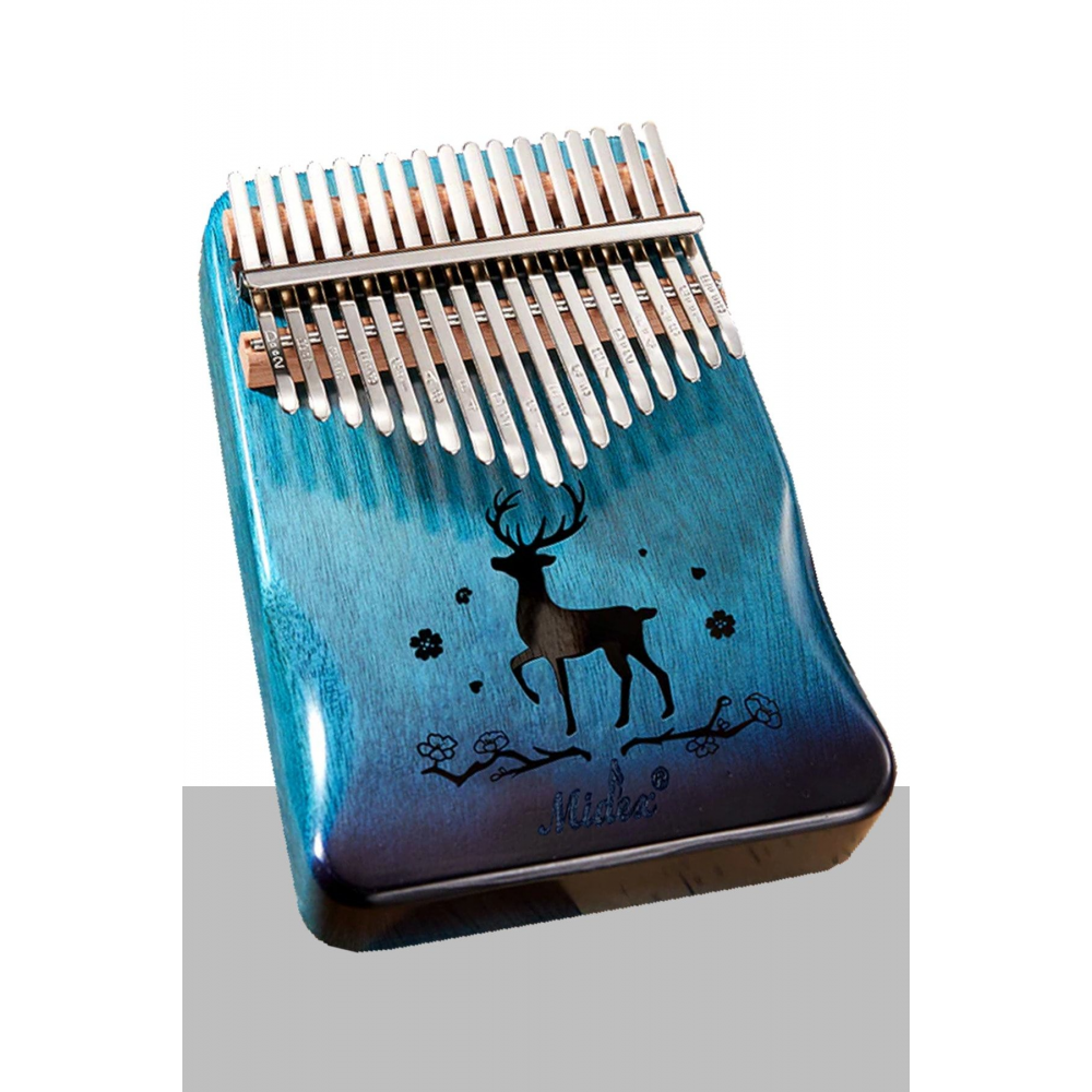 Klx510 Hakiki Ağaç Ahşap Geyik Desenli Kalimba 17 Çelik Tuş Full Set