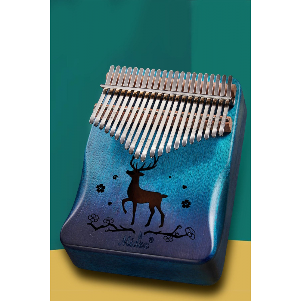 Klx510 Hakiki Ağaç Ahşap Geyik Desenli Kalimba 17 Çelik Tuş Full Set