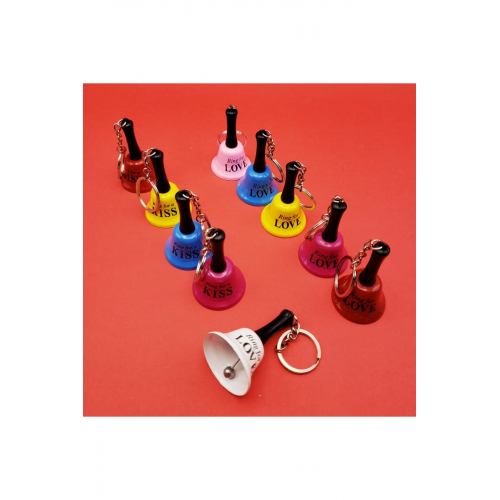 6,5 Cm Karışık Renkte Okul El Çanı Minik El Zili Karışık Renkli 1 Adet Anahtarlık