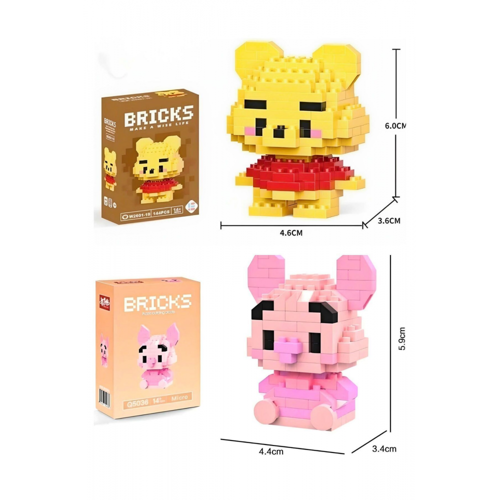 Disney Winnie Vs Piglet Figür 3d Yapıtaşları Masaüstü Süs