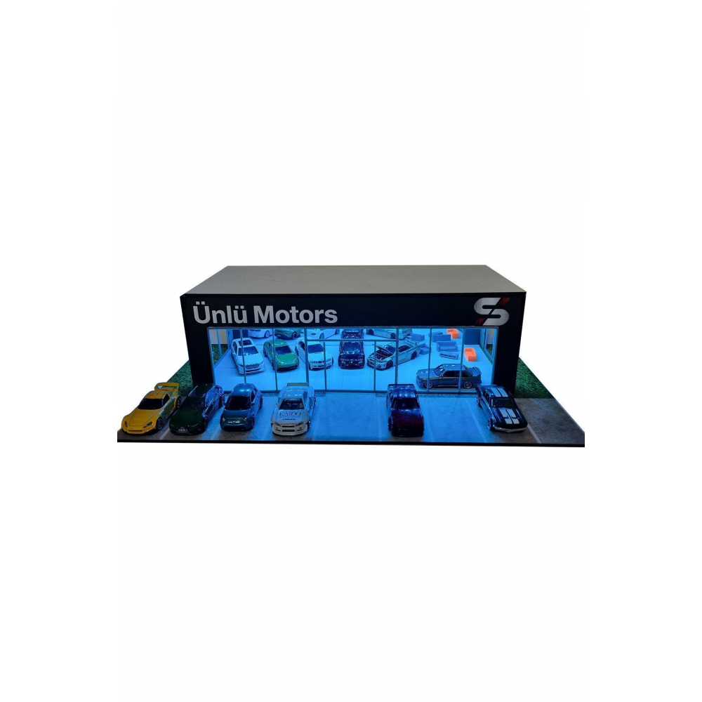 Kişileştirilebilir Showroom Galeri diorama  Led Aydınlatmalı 1 64 Hot Wheels Uyumlu