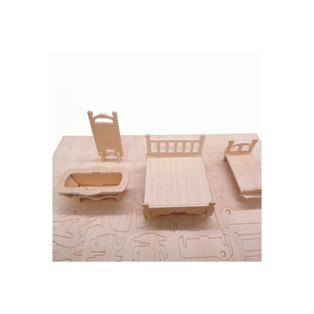 Woodcraft 184 Parça Minyatür Boyanabilir Ev Eşyaları Maketi