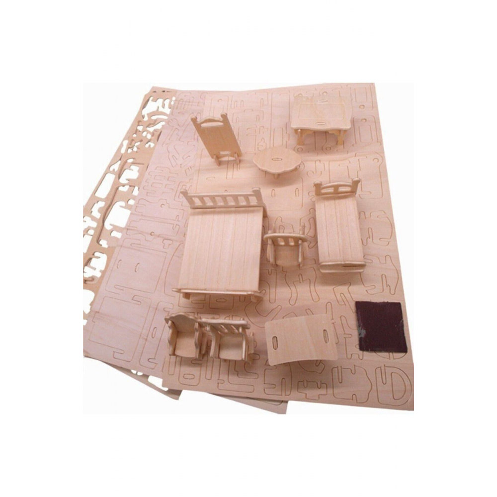Woodcraft 184 Parça Minyatür Boyanabilir Ev Eşyaları Maketi