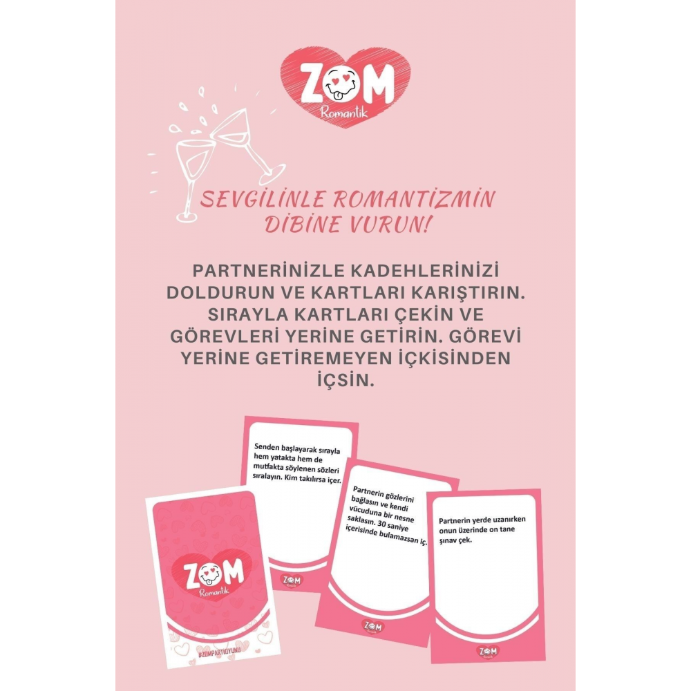 Zom Romantik İçki Oyunu Çiftler İçin Kart Oyunu Sevgililer Günü Oyunu 150 Kart Eğlenceli Kutu Oyunu