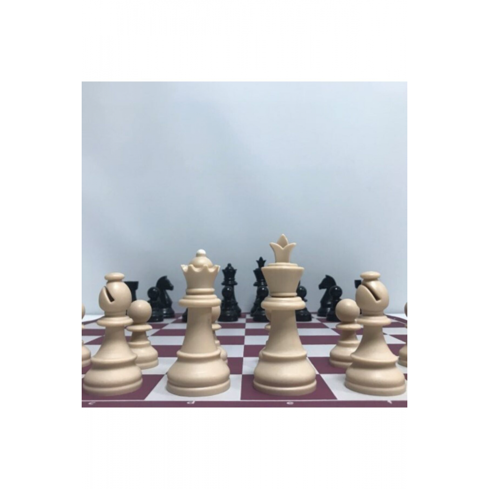 Profesyonel Satranç Takımı (95mm - 700gr - Çift Vezirli - Floklu)