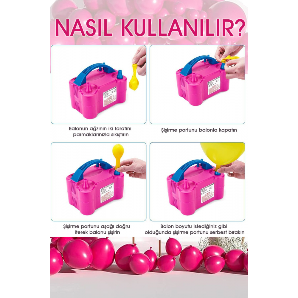 Elektrikli Balon Şişirme Makinasi Doğum Günü Kına Organizasyon Süsleme Pompası
