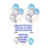 2 Adet 7'li Balon Standı Ve 14 Adet Gümüş -mavi - Beyaz Metalik Balon Set