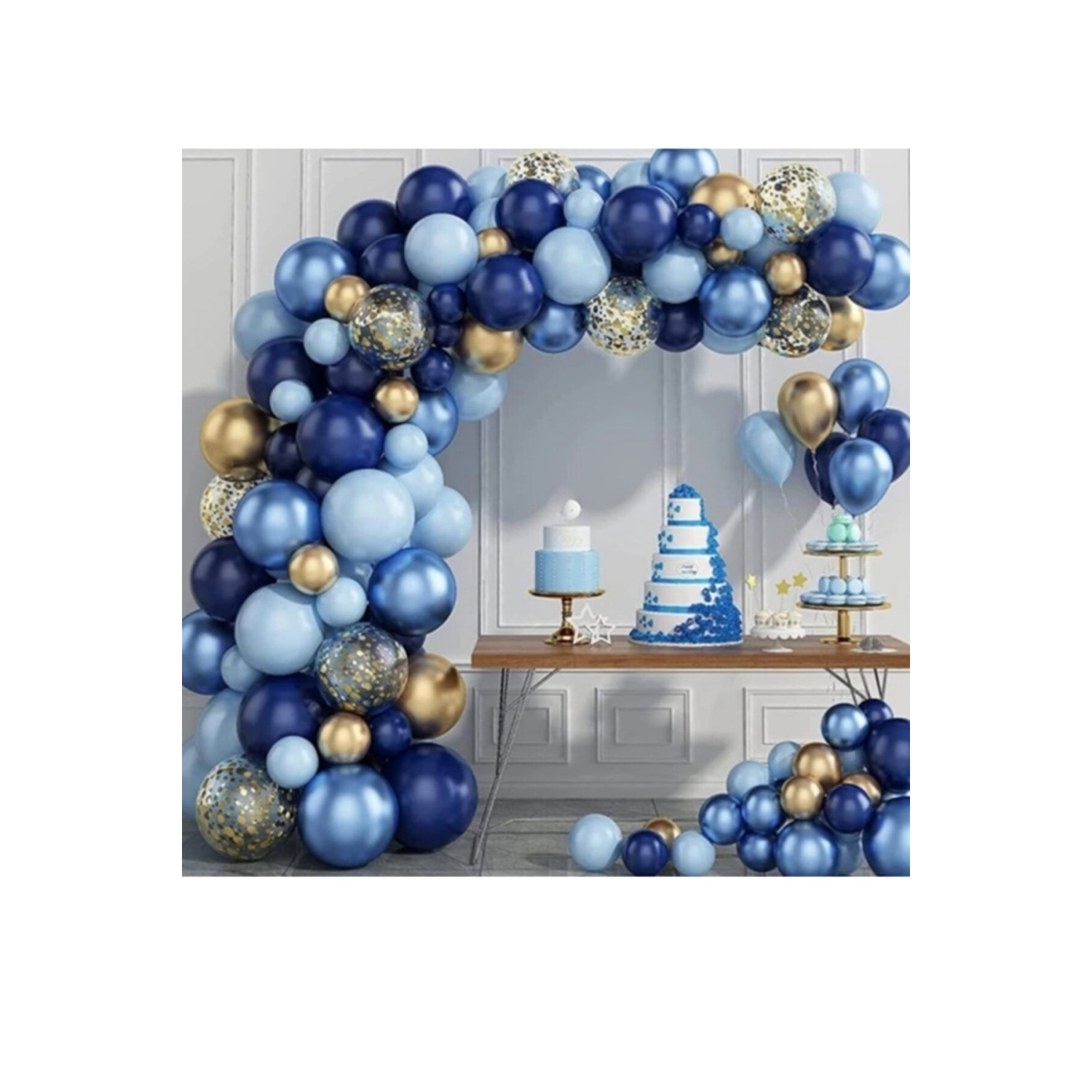 Mavi Lacivert 65li Balon Zinciri Süsleme Seti 5 Renkli Sünnet, 1 Yaş, Mevlid