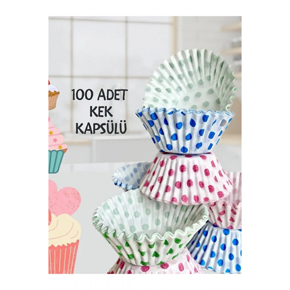 100'lü Muffin Kağıdı Kek Kalıbı Desenli