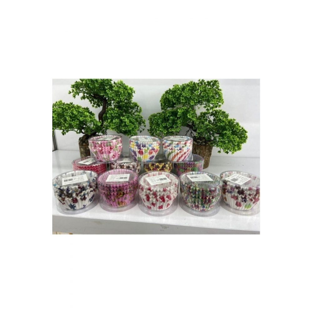 100'lü Muffin Kağıdı Kek Kalıbı Desenli