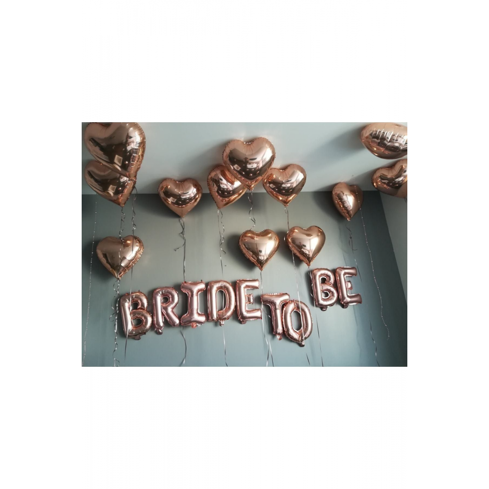 Bride To Be Yazılı Folyo Balon Konsepti Rose Gold Renkli Bekarlığa Veda Partisi Büyük Balon Seti