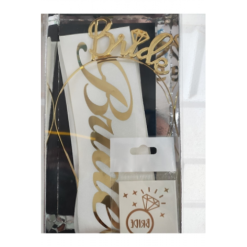 Gold Bride Taç -kuşak-dövme Seti Bride To Be