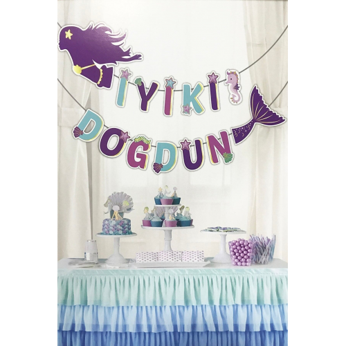 Deniz Kızı İyi Ki Doğdun Banner Flama Doğum Günü Parti Seti
