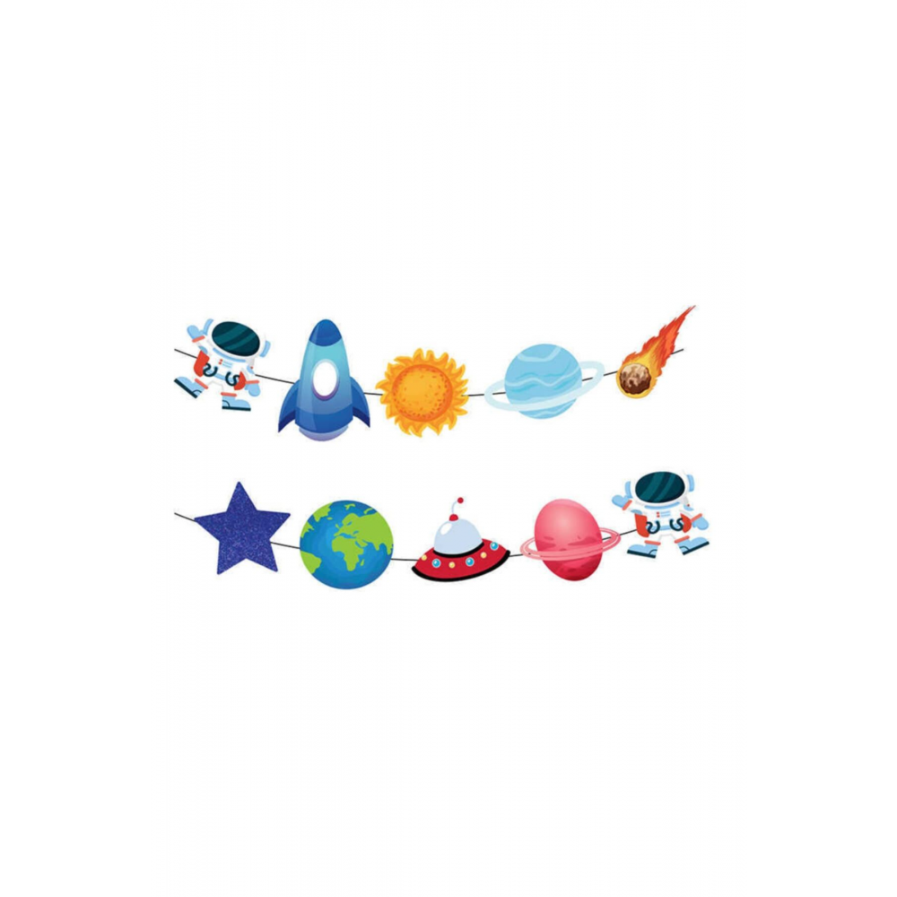 Uzay Party Banner Ve Uzay Kürdan Set