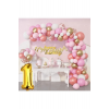 65 Adet Adet Balon Lüks Pembe Rose Gold 1 Yaş Balon Seti