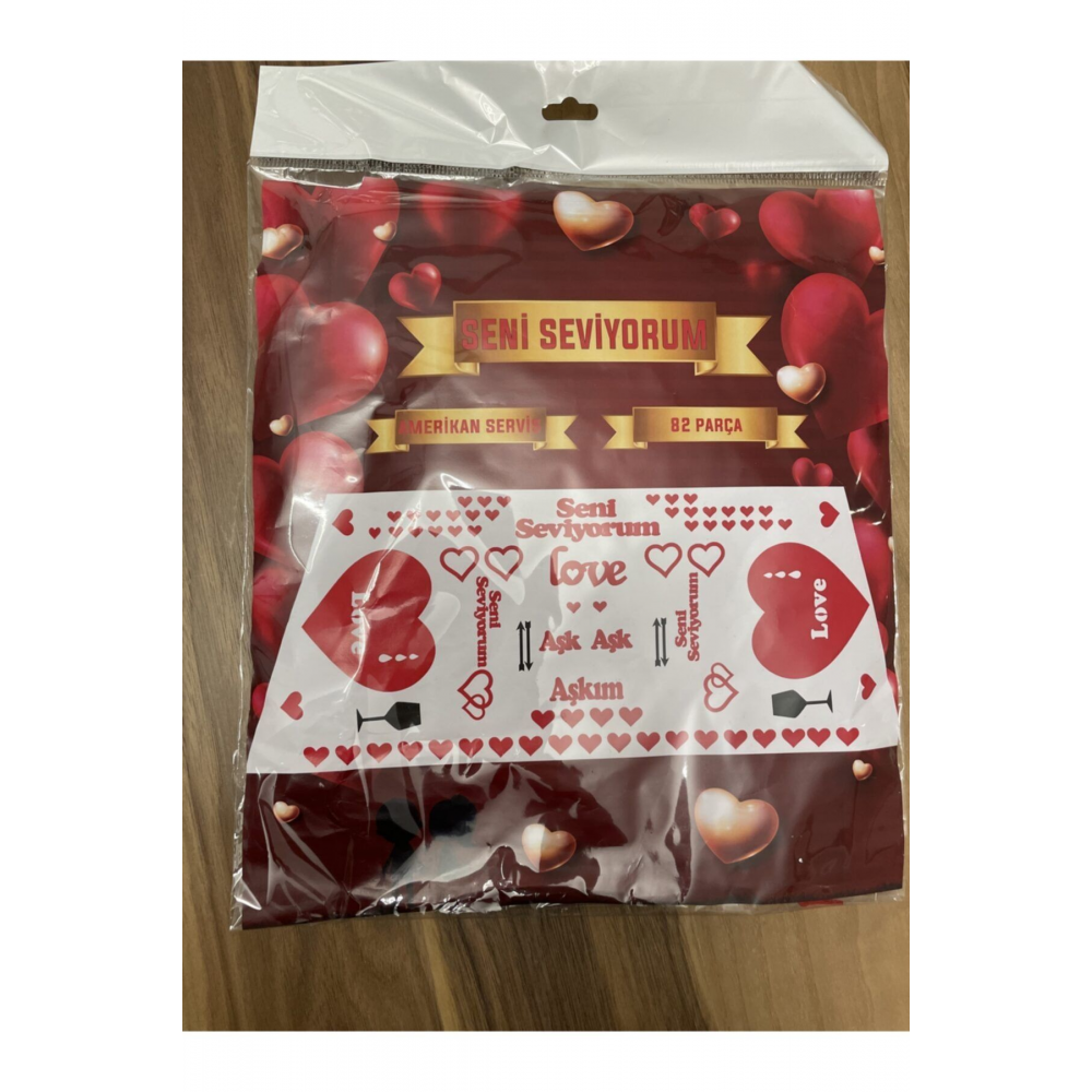 82 Parça Romantik Doğum Günü Masa Süslemesi Keçe Seti Evlilik Teklifi Yıldönümü Romantik Set