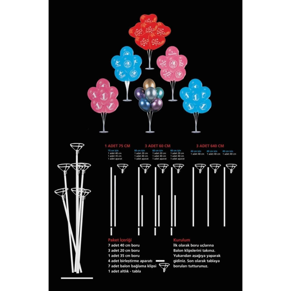 Balon Standı Ayaklı 7 Çubuklu