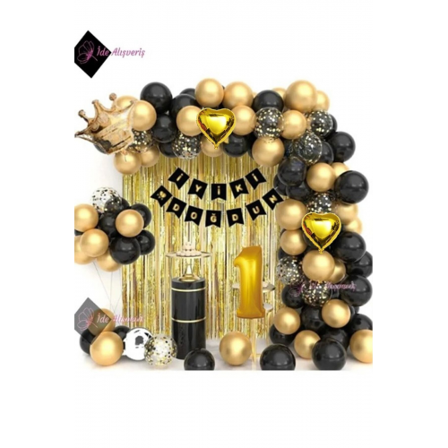 Yıldızlı Kral Taçlı 1 Yaş Balon Zinciri Doğum Günü Seti Iyi Ki Doğdun -2-en Yeni Haliyle