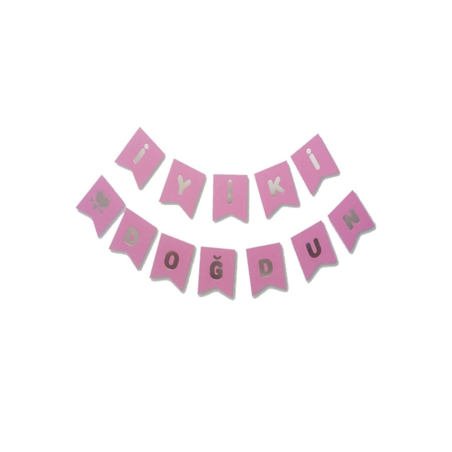 Iyi Ki Doğdun Yazısı Pembe Üzerine Gümüş