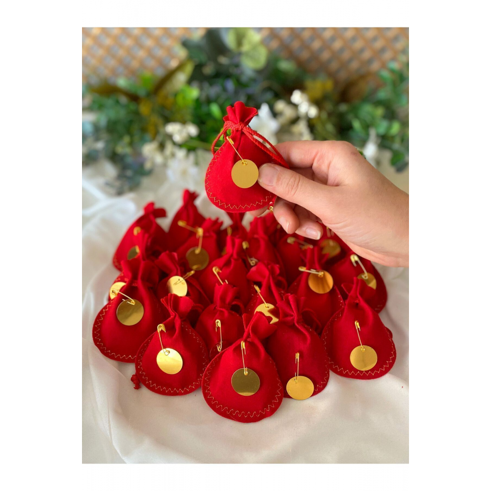 20 Adet Kınalı Kadife Kese, Hediyelik Dağıtmalık Kına, Kına Gecesi, Sünnet Kınası, Söz Hediyelik